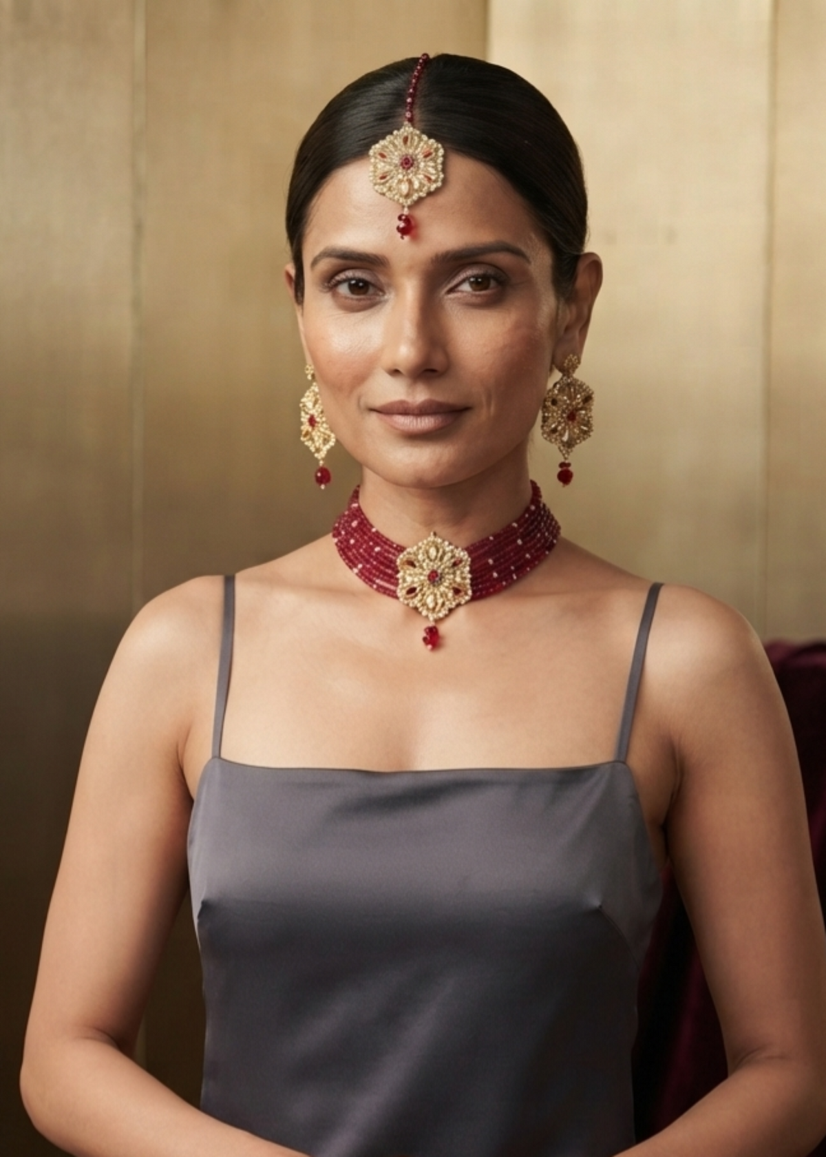 Rahah | Maroon Pearl Choker - image 3