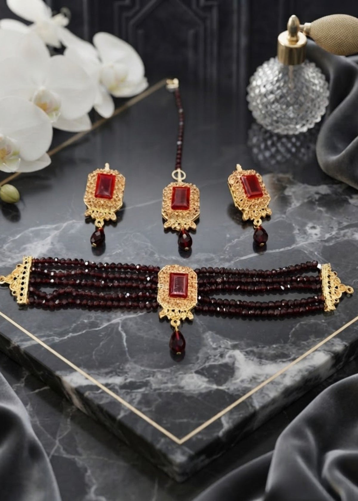 Rahah | Maroon Square Fited Choker- image 1