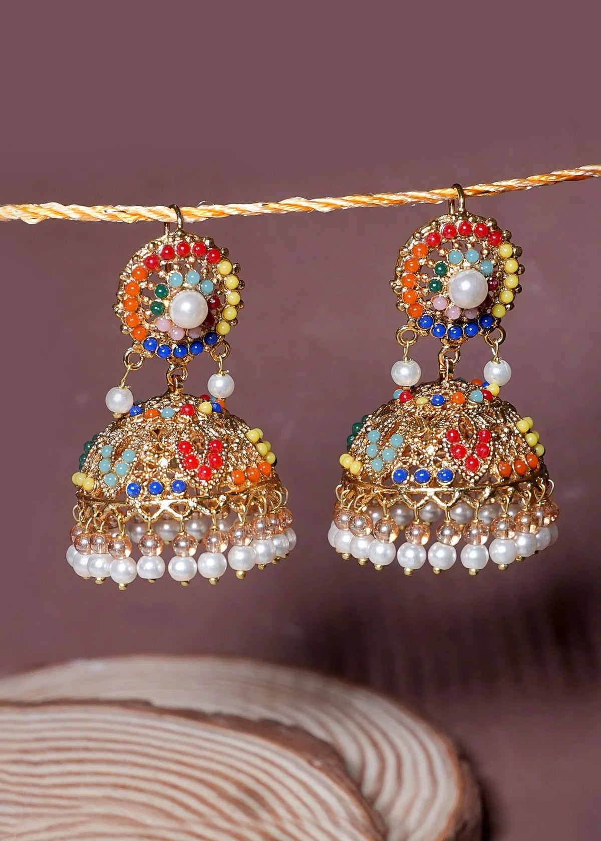 Rahah | Colorful Bridal Jhumka - image 3