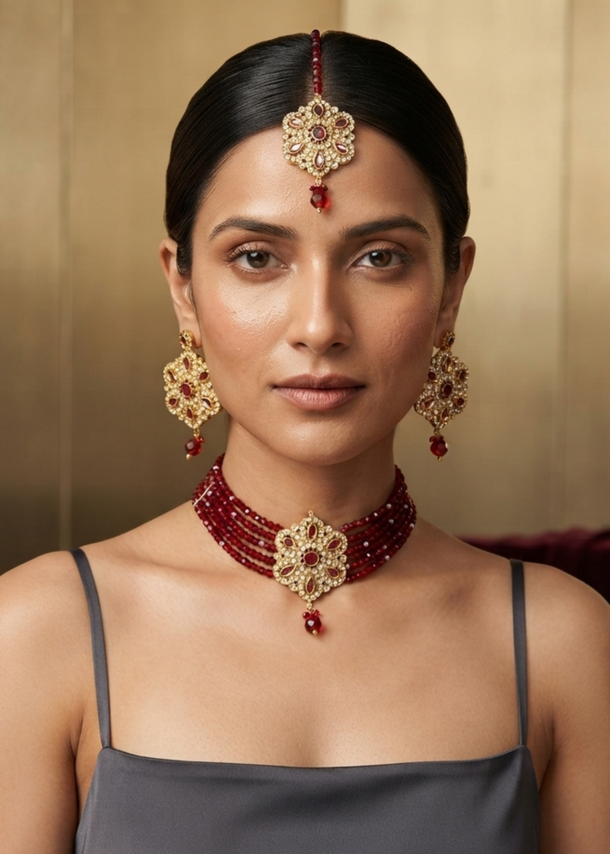 Rahah | Maroon Pearl Choker - image 1